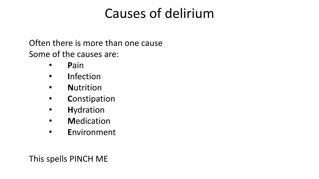 causes of delirium