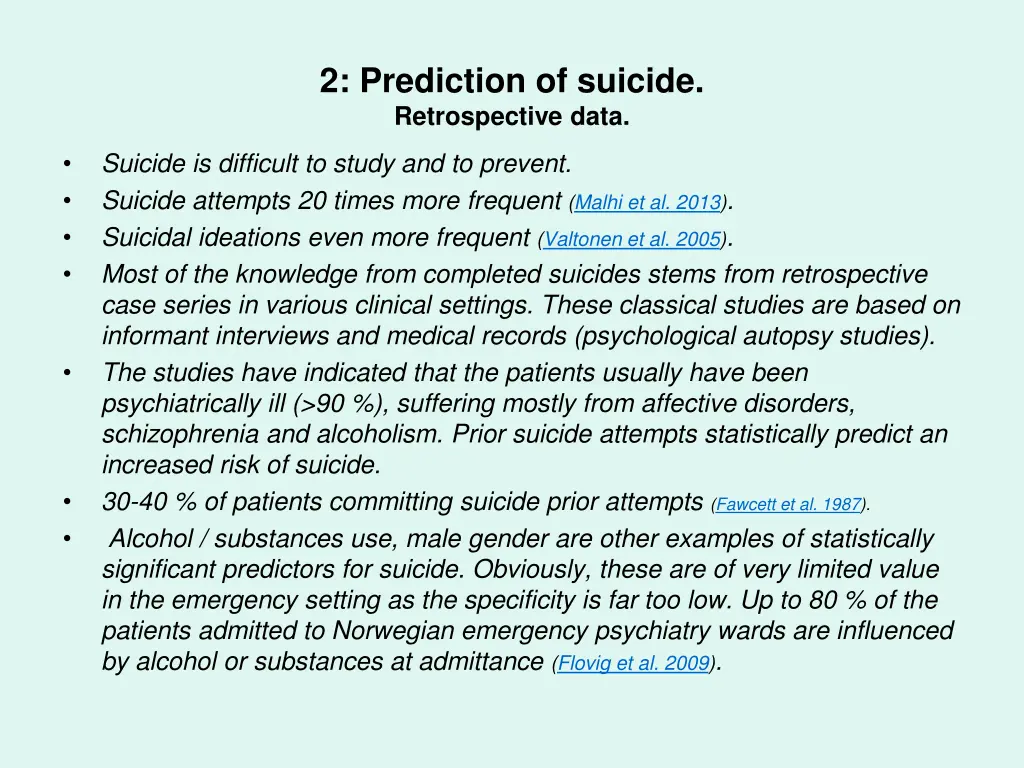 2 prediction of suicide retrospective data