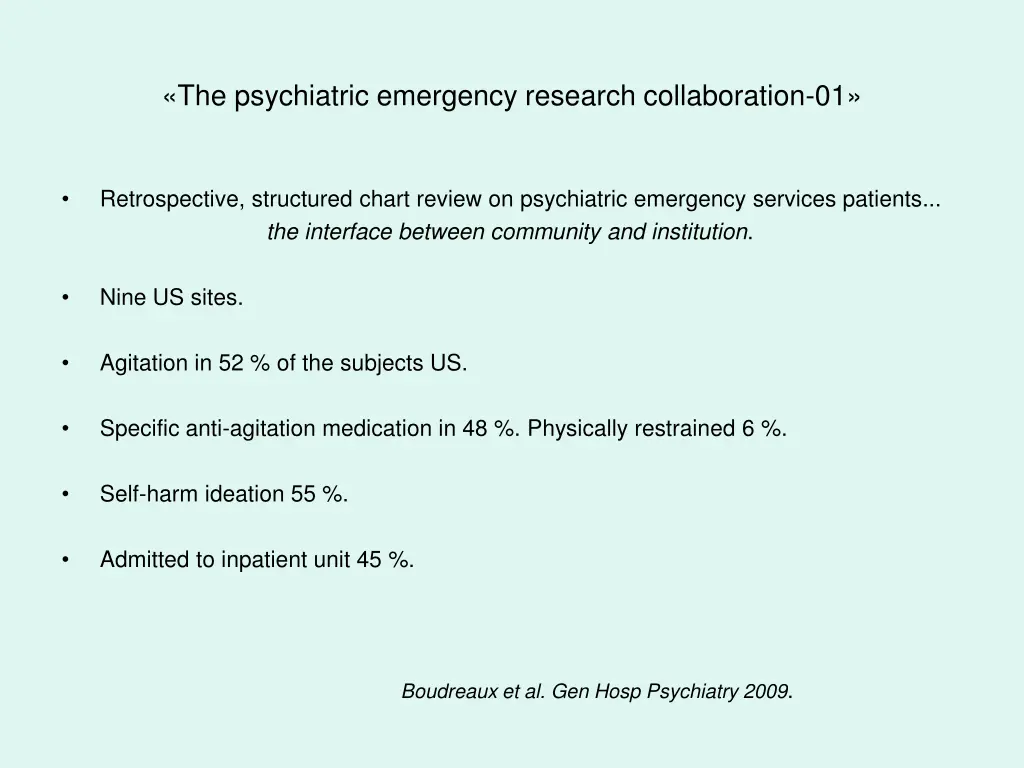 the psychiatric emergency research collaboration