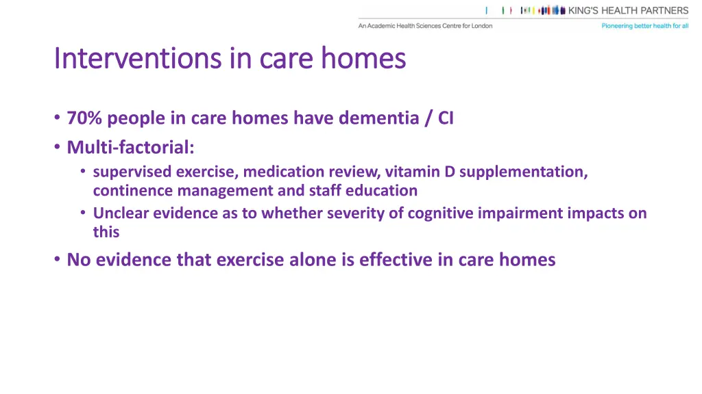 interventions in care homes interventions in care
