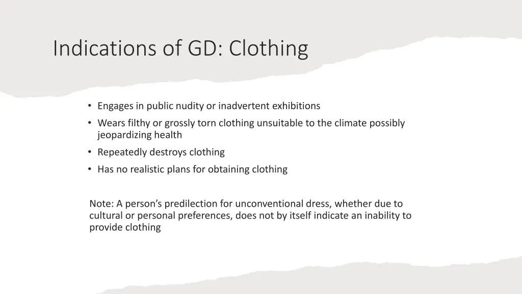 indications of gd clothing
