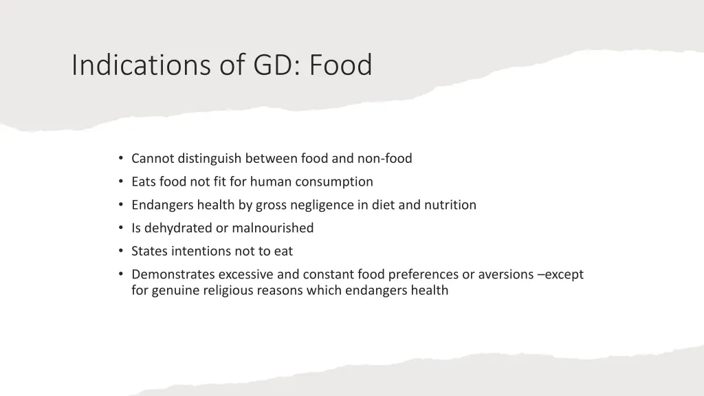 indications of gd food