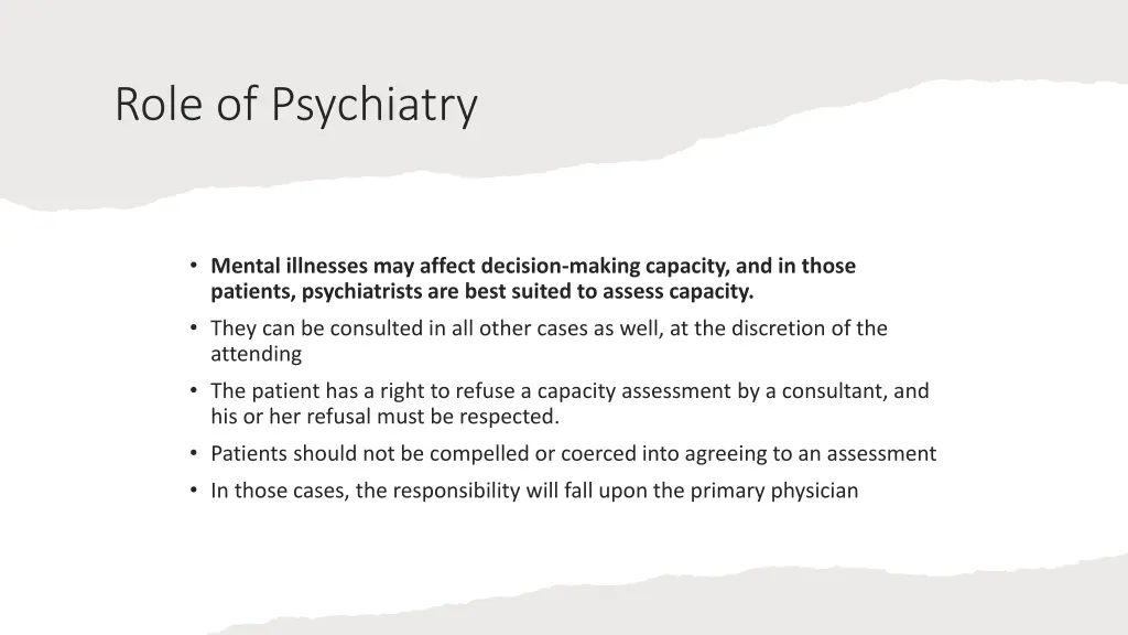 role of psychiatry