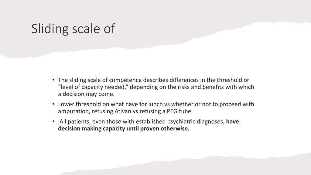sliding scale of