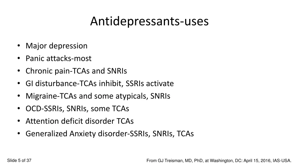 antidepressants uses