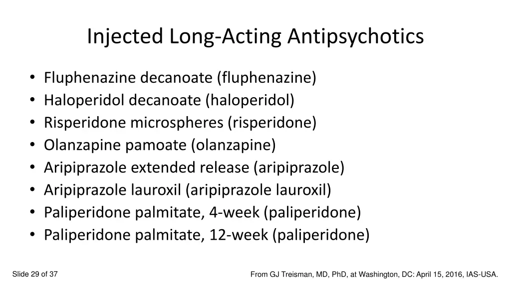 injected long acting antipsychotics