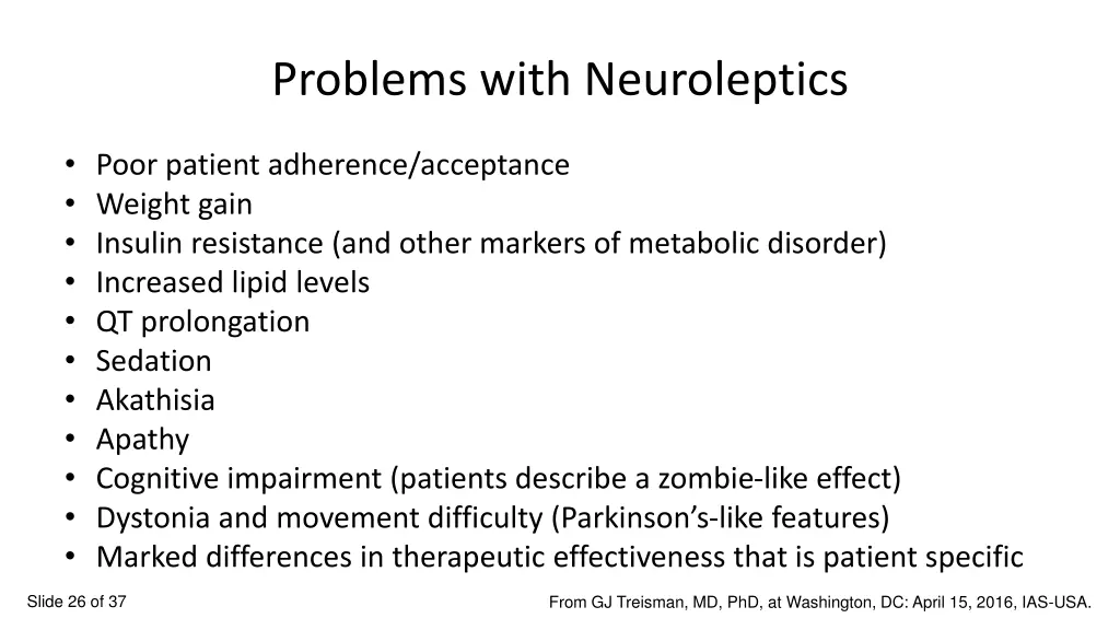 problems with neuroleptics