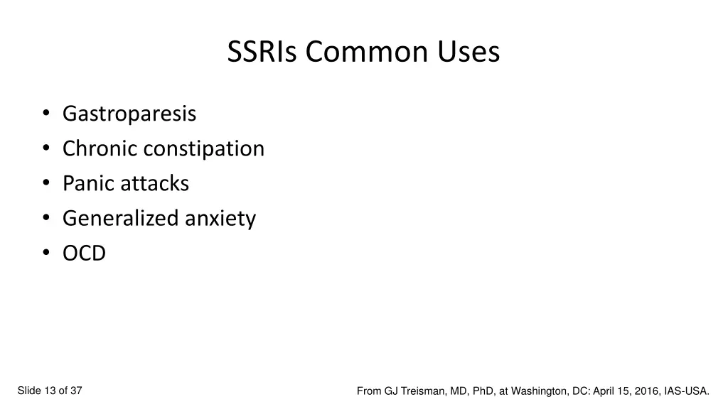ssris common uses
