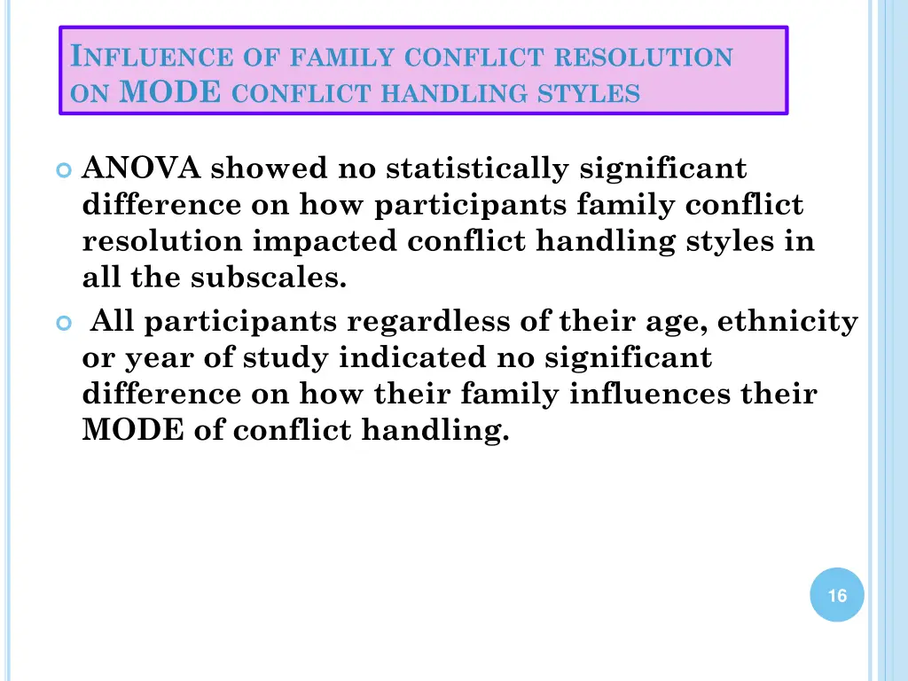 i nfluence of family conflict resolution on mode