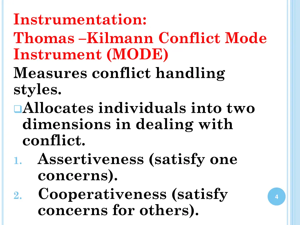 instrumentation thomas kilmann conflict mode