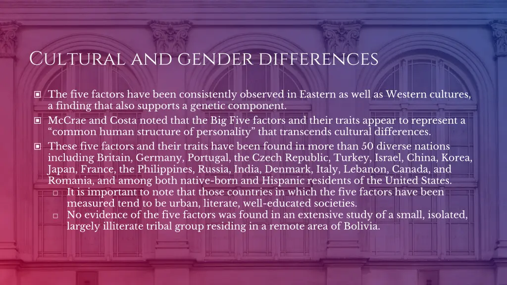cultural and gender differences