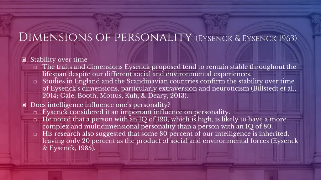 dimensions of personality eysenck eysenck 1963 1