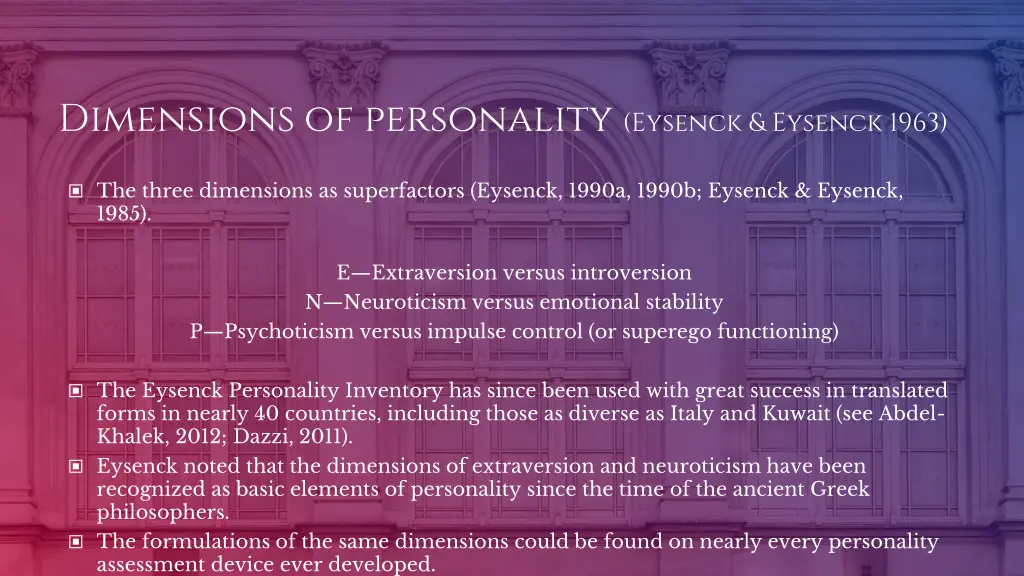 dimensions of personality eysenck eysenck 1963