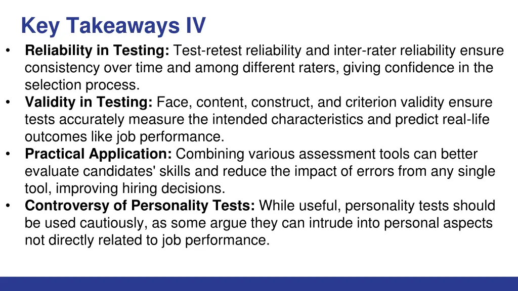key takeaways iv reliability in testing test