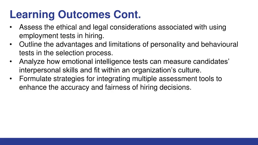 learning outcomes cont assess the ethical