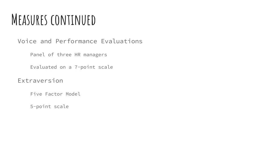measures continued