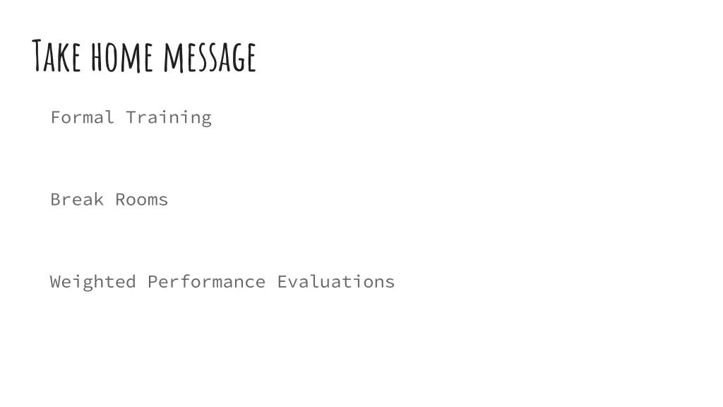 take home message 1