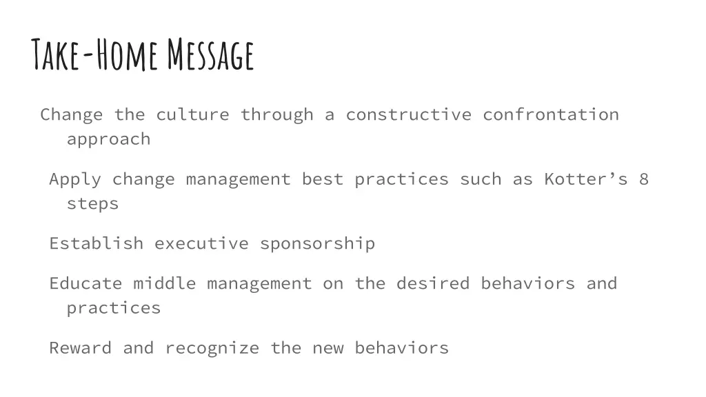 take home message 3