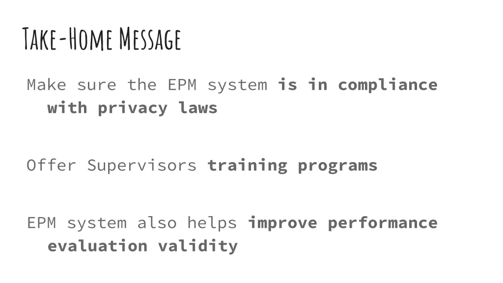 take home message