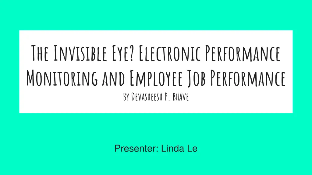 the invisible eye electronic performance