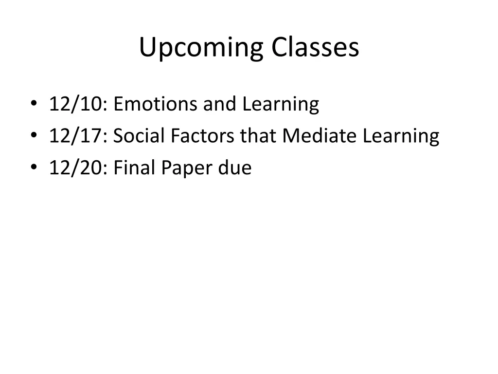 upcoming classes