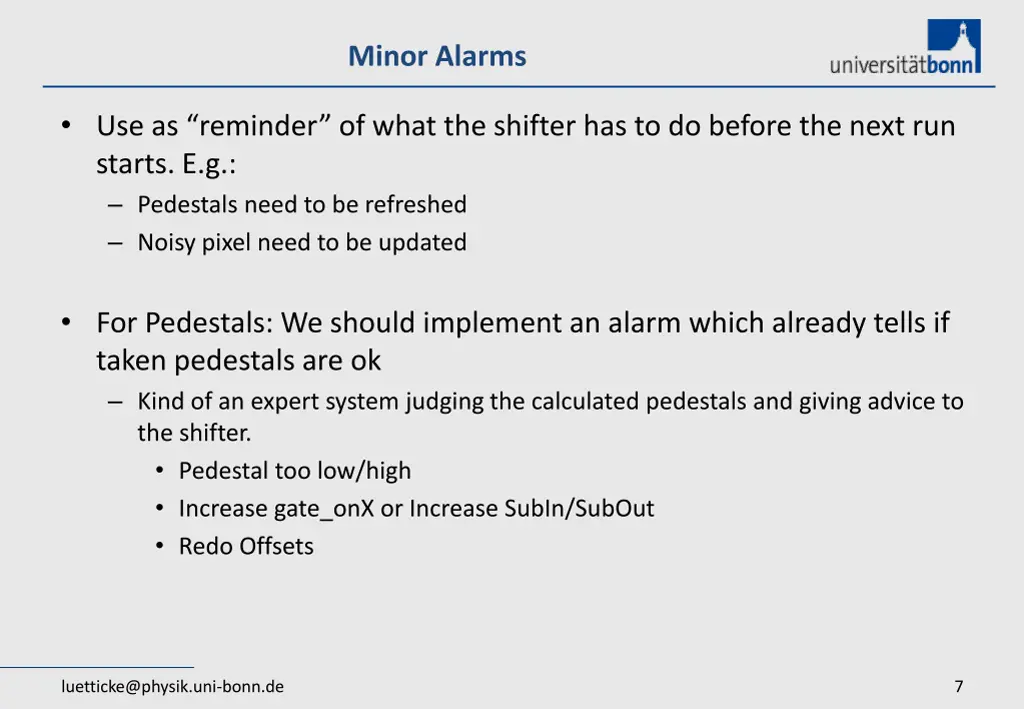 minor alarms