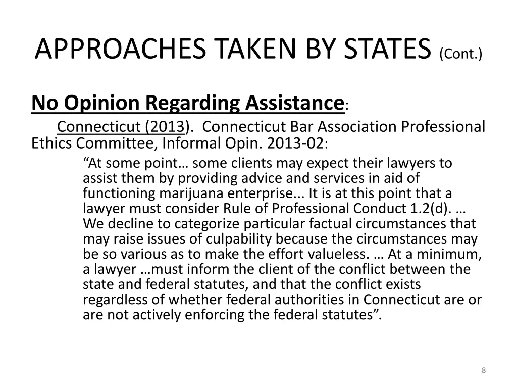 approaches taken by states cont