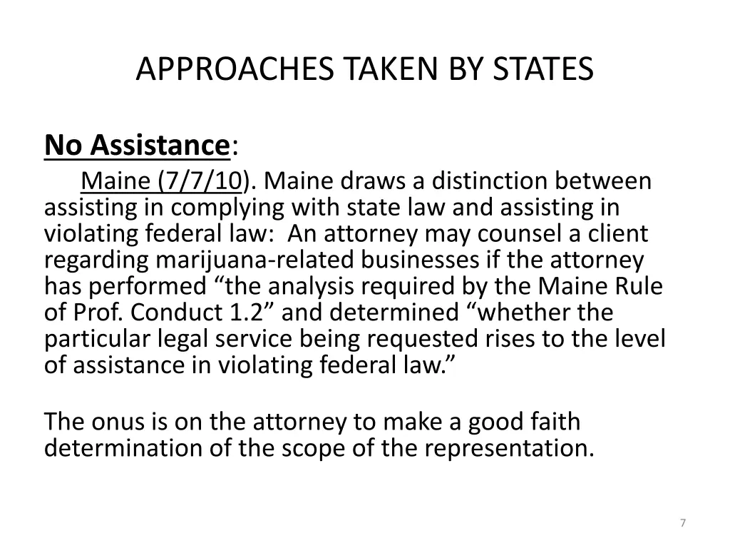 approaches taken by states