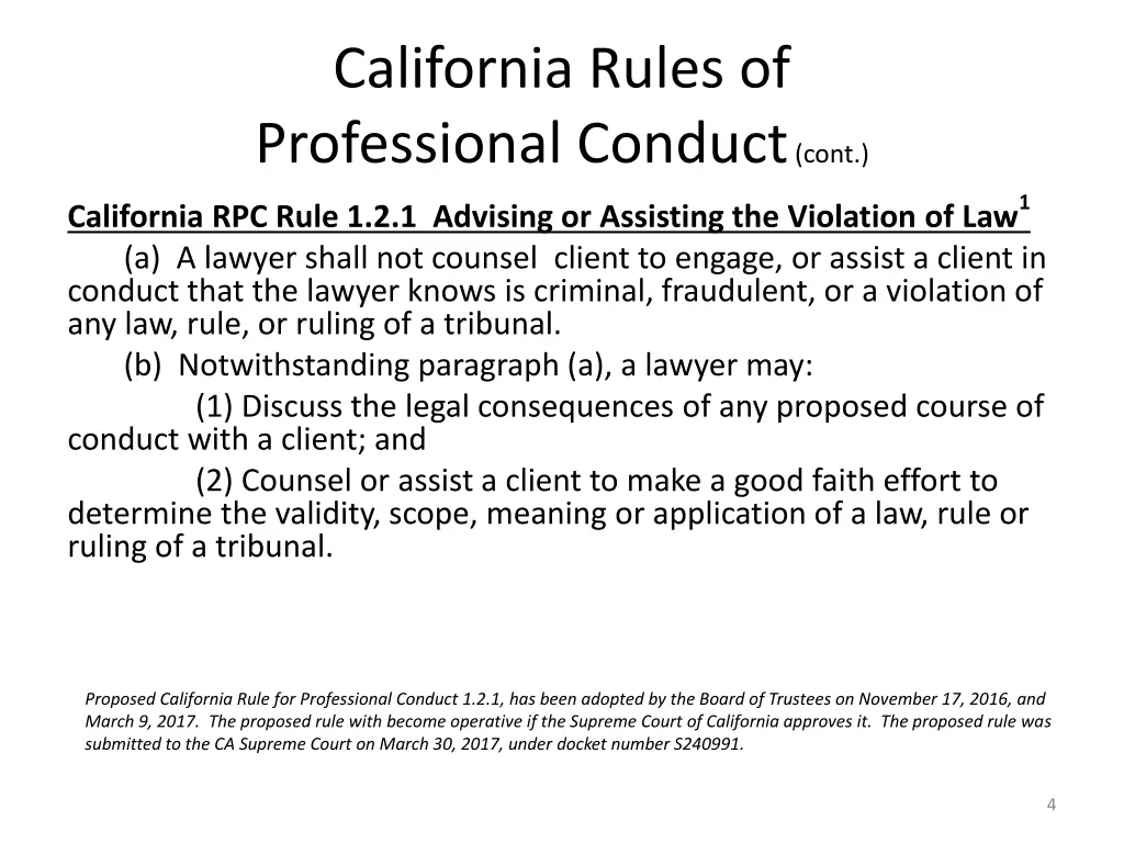 california rules of professional conduct cont