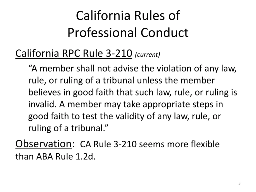 california rules of professional conduct