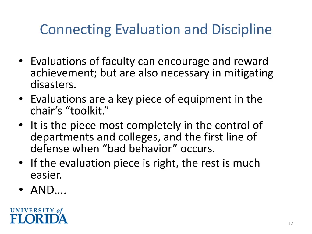 connecting evaluation and discipline