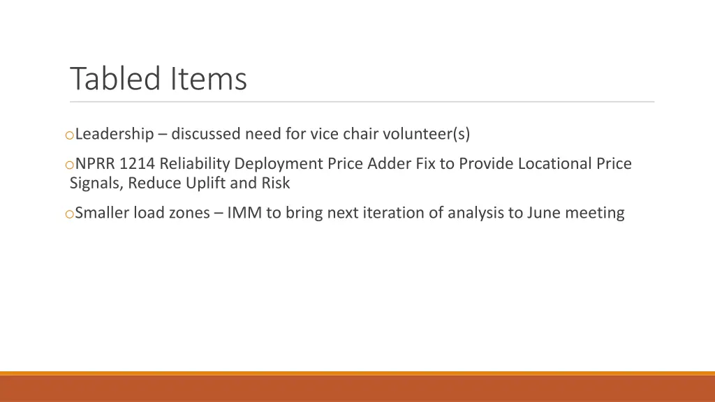 tabled items