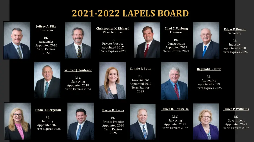 2021 2022 lapels board
