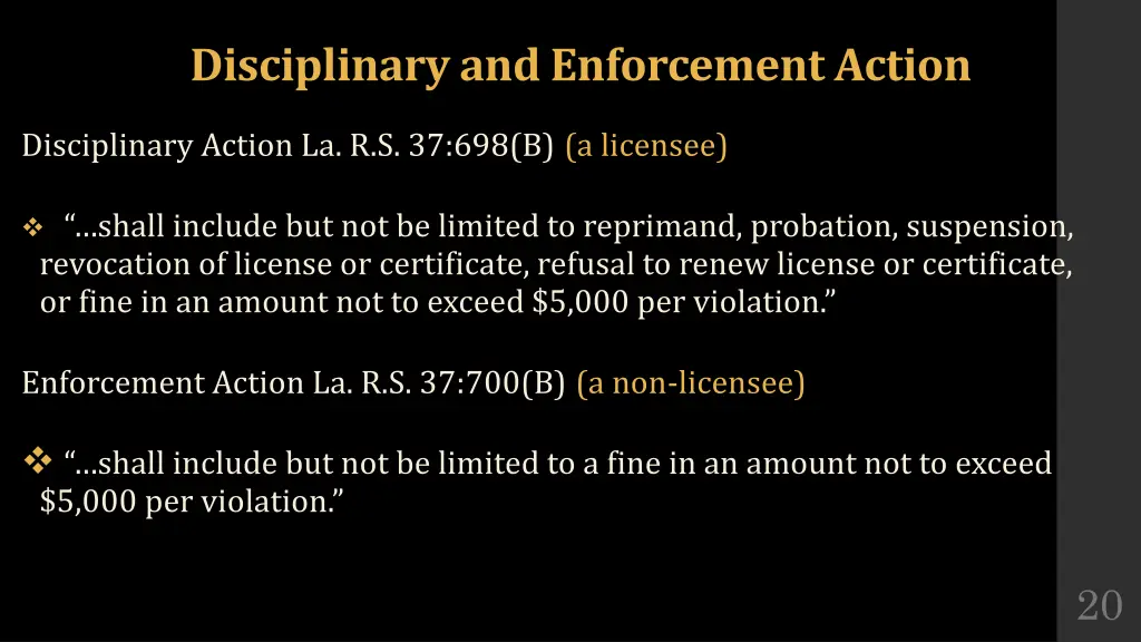 disciplinary and enforcement action