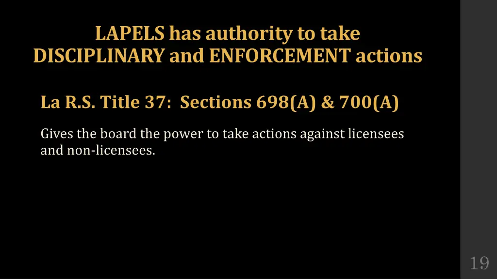 lapels has authority to take disciplinary