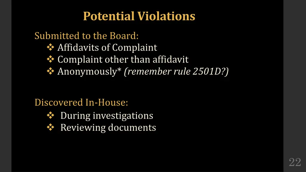 potential violations
