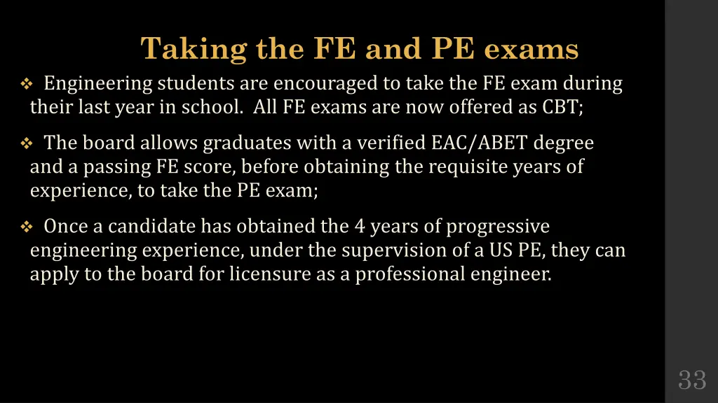 taking the fe and pe exams engineering students