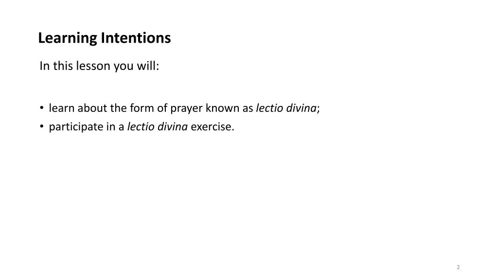 learning intentions