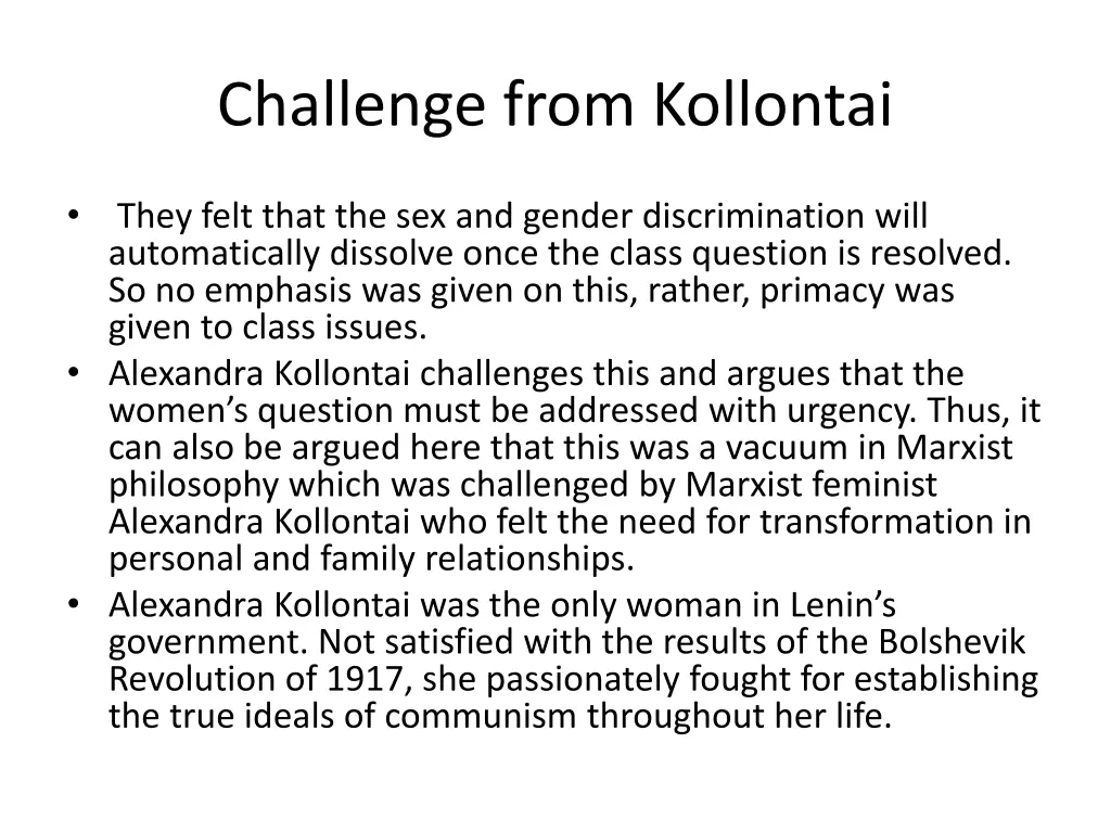 challenge from kollontai