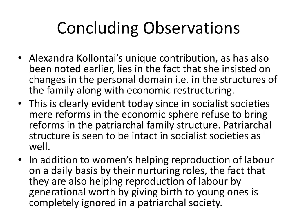 concluding observations