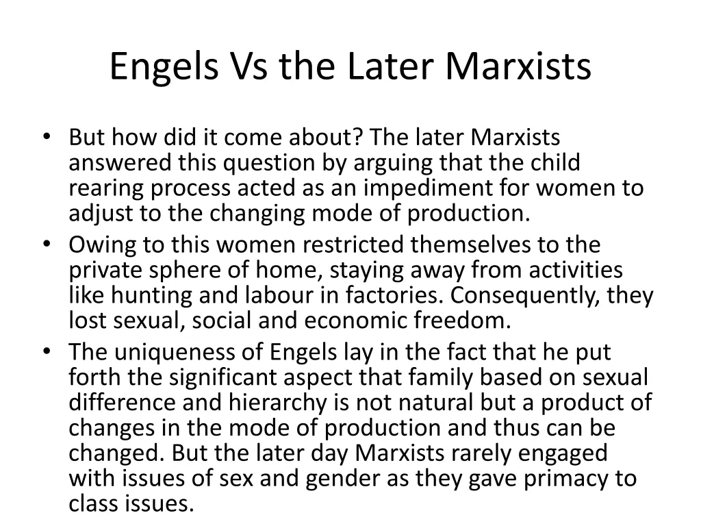 engels vs the later marxists
