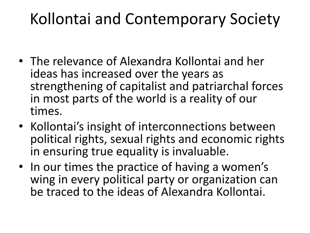 kollontai and contemporary society