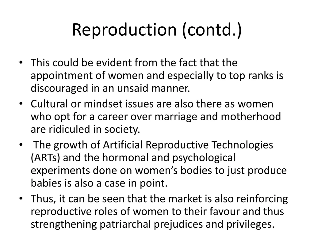reproduction contd