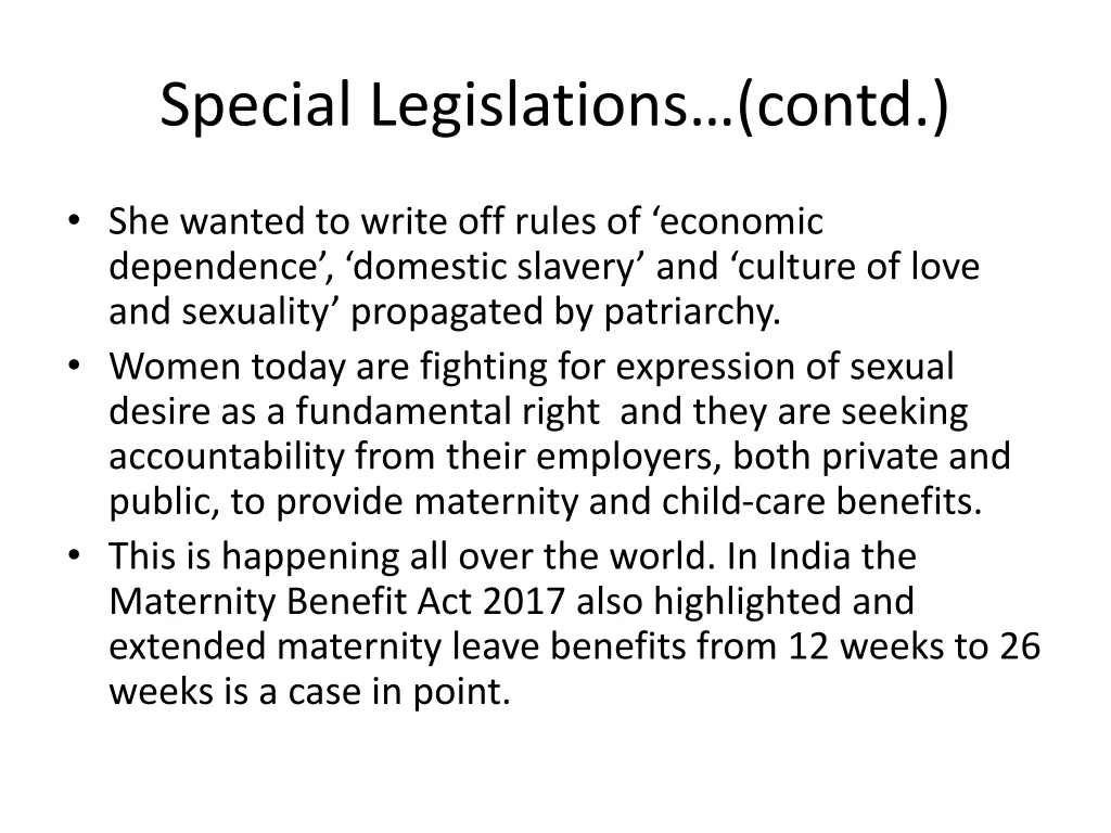 special legislations contd