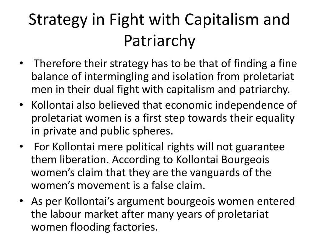 strategy in fight with capitalism and patriarchy