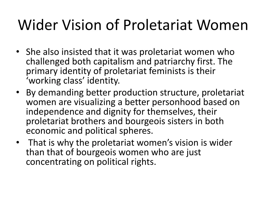 wider vision of proletariat women