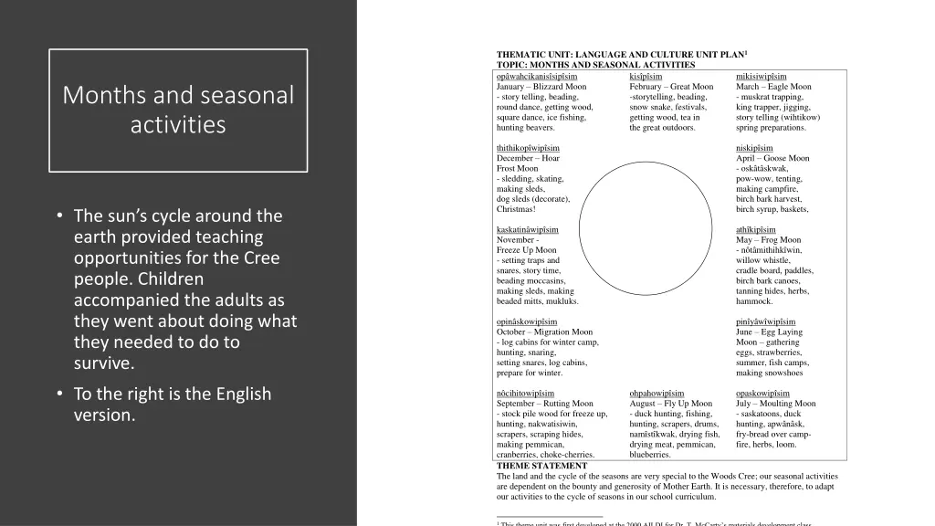 thematic unit language and culture unit plan