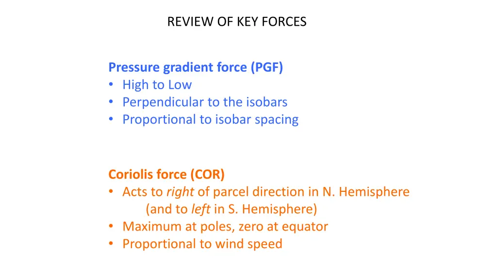 review of key forces