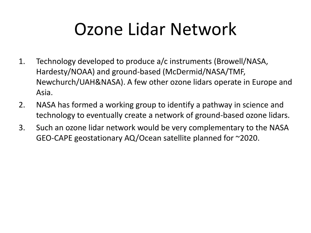 ozone lidar network