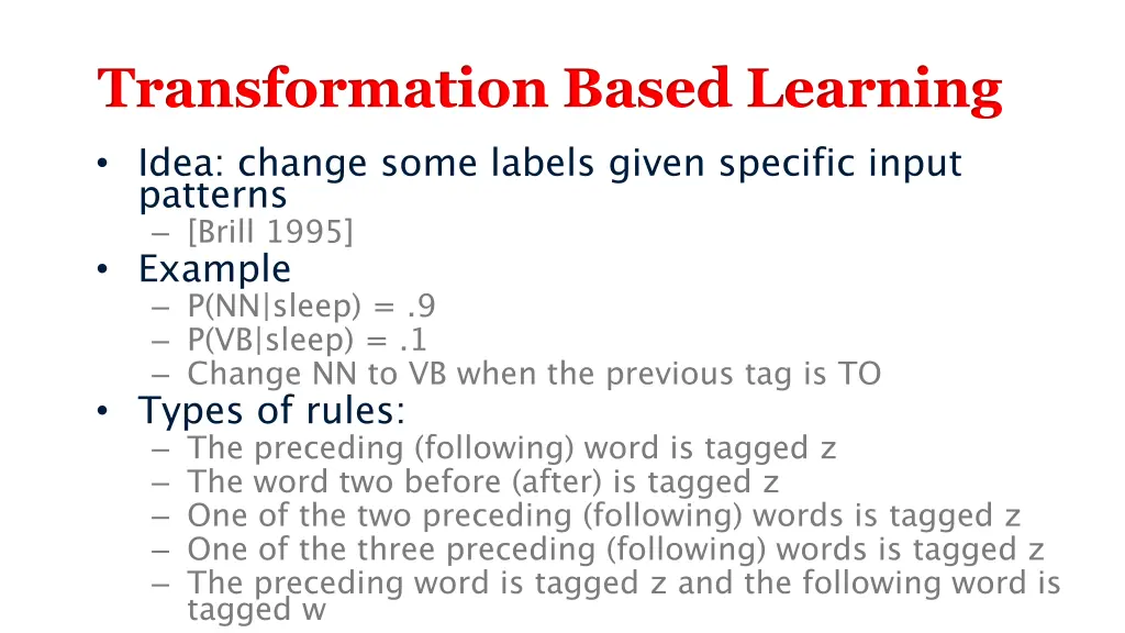 transformation based learning